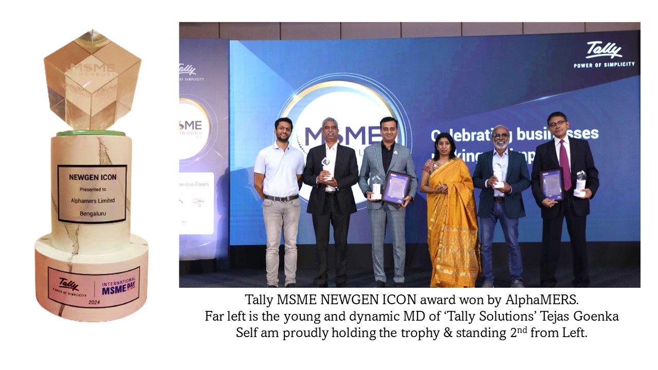 AlphaMERS received MSME innovation Excellence Award 2024 from Tally SOlutions